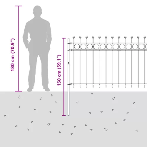  Gyűrűs Kerítés Fekete 200 x 150 cm Porszórt acél