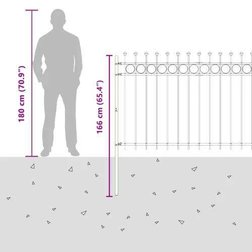  Gyűrűs Kerítés Fekete 200 x 130 cm Porszórt acél