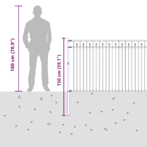  Tüske Kerítés Fekete 200 x 150 cm Porszórt acél