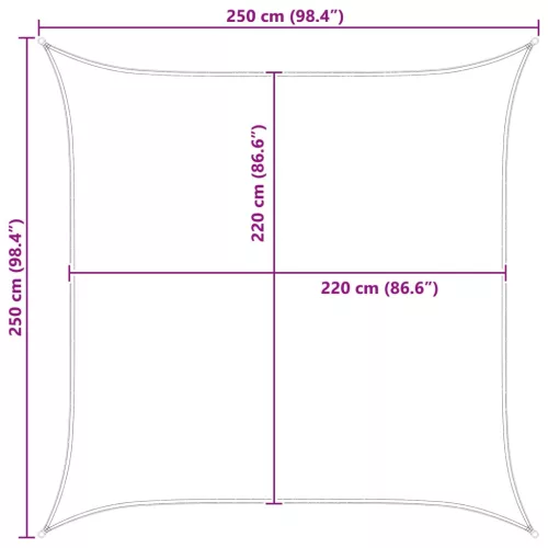  Napernyő vitorla Kék és Fehér 2,5 x 2,5 m