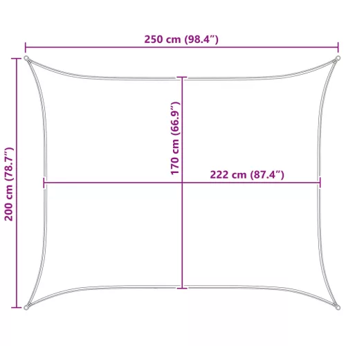  Napernyő vitorla Világosszürke és fehér 2 x 2,5 m