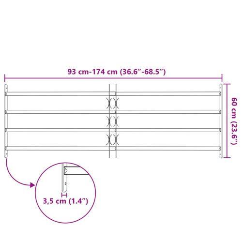  Ablakok biztonsági rács 4 keresztlécsel 3 pcs 930-1740 mm