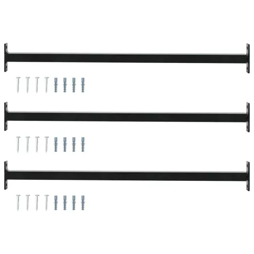  Állítható ablakbiztonsági rúd 3 pcs Fekete Acél