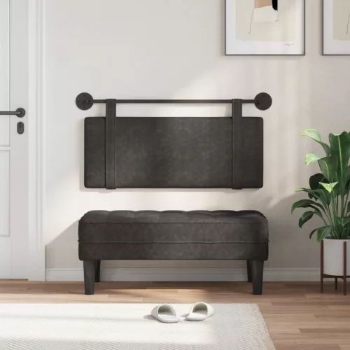  Fali Fejtámla Falra szerelhető Fekete 110 x 55 x 5 cm Antik PU