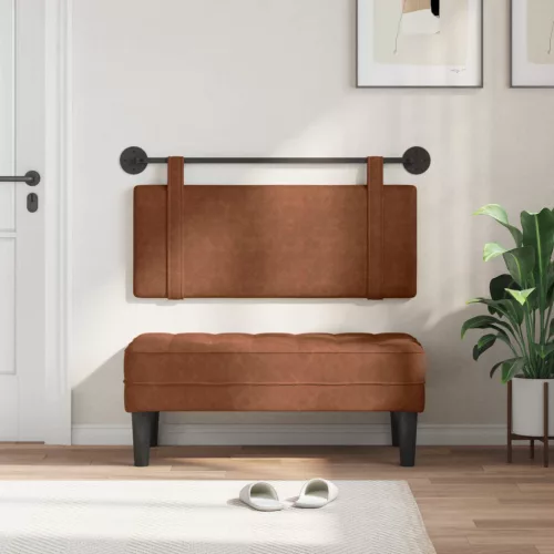  Fali Fejtámla Falra szerelhető Barna 110 x 55 x 5 cm Antik PU