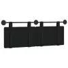  Fali Fejtámla Falra szerelhető Fekete 130 x 55 x 5 cm szövet