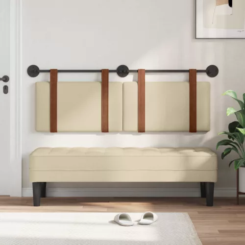  Fali Fejtámla Falra szerelhető Krém 120 x 40 cm Faanyag