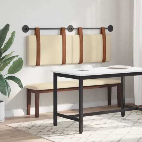  Fali Fejtámla Falra szerelhető Krém 120 x 40 cm Faanyag