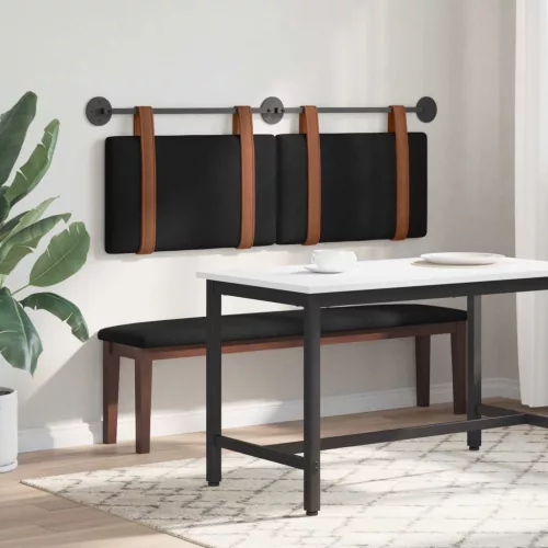  Fali Fejtámla Falra szerelhető Fekete 140 x 40 cm Faanyag