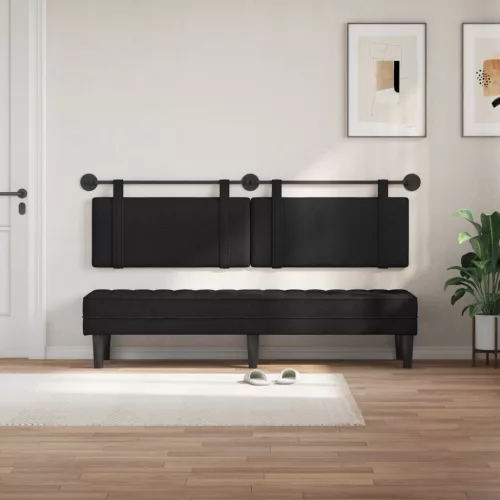  Fali Fejtámla Falra szerelhető Fekete 170 x 55 x 5 cm szövet