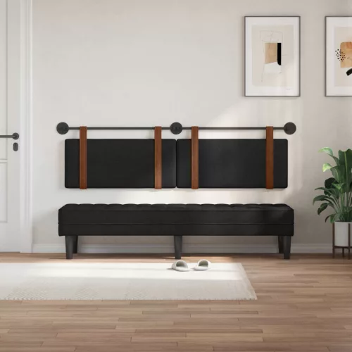  Fali Fejtámla Falra szerelhető Fekete 180 x 40 cm Faanyag