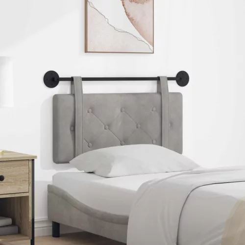  Fali Fejtámla Világosszürke 90 x 55 x 5 cm Bársony