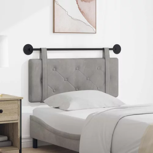  Fali Fejtámla Világosszürke 110 x 55 x 5 cm Bársony