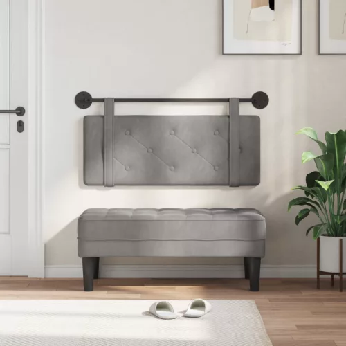  Fali Fejtámla Világosszürke 110 x 55 x 5 cm Bársony