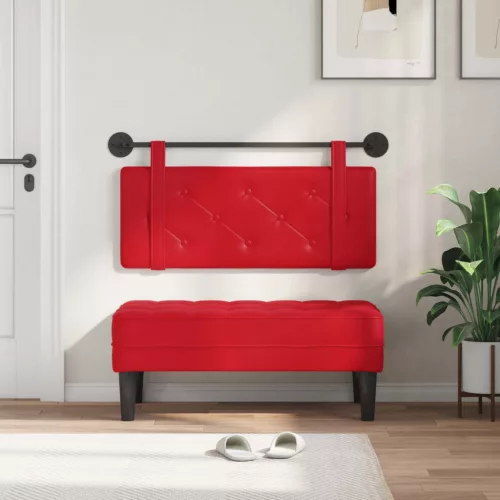  Fali Fejtámla Falra szerelhető Piros 100 cm Műbőr