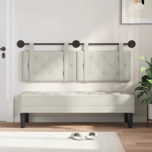  Fali Fejtámla Falra szerelhető Krém 130 x 55 x 5 cm Bársony