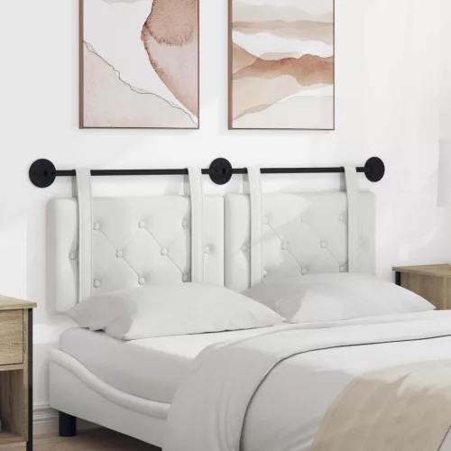  Fali Fejtámla Falra szerelhető Fehér 130 x 55 x 5 cm Műbőr