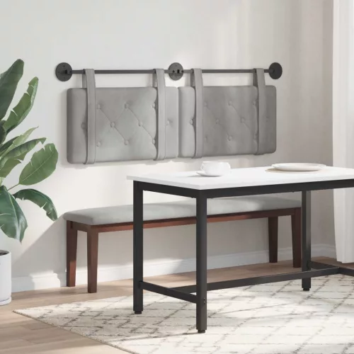  Fali Fejtámla Világosszürke 150 x 55 x 5 cm Bársony