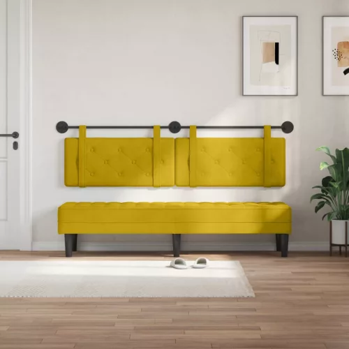  Fali Fejtámla Falra szerelhető Sárga 170 x 55 x 5 cm Bársony