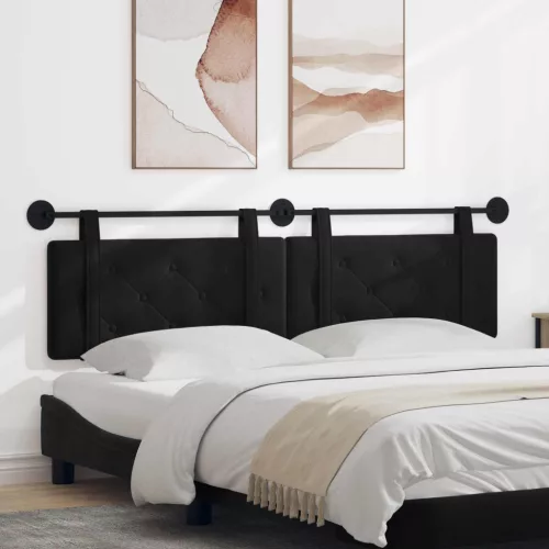  Fali Fejtámla Falra szerelhető Fekete 190 x 55 x 5 cm Bársony