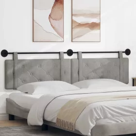  Fali Fejtámla Világosszürke 210 x 55 x 5 cm Bársony