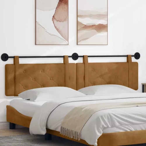  Fali Fejtámla Falra szerelhető Barna 210 x 55 x 5 cm Bársony