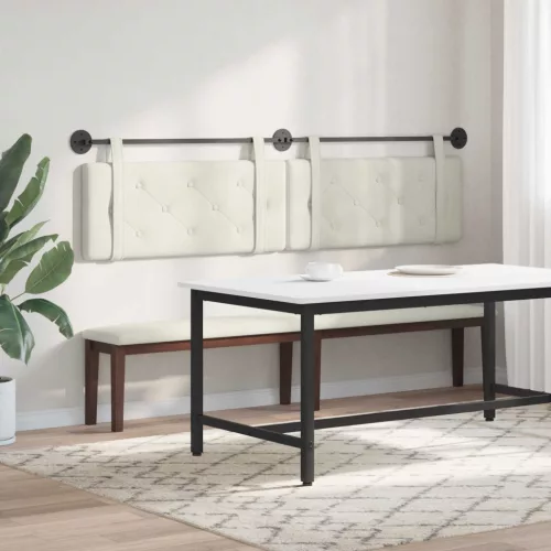  Fali Fejtámla Falra szerelhető Krém 210 x 55 x 5 cm Bársony