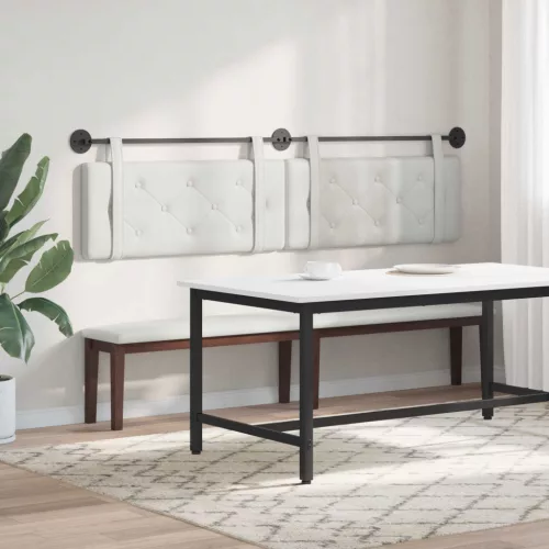  Fali Fejtámla Falra szerelhető Fehér 210 x 55 x 5 cm Műbőr