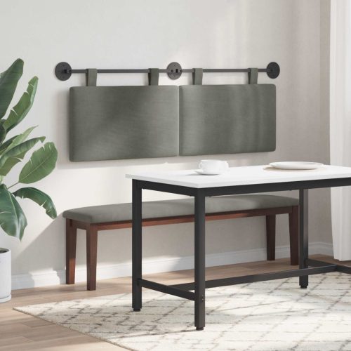  Fali Fejtámla Világosszürke 150 x 55 x 5 cm Bársonyos szövet