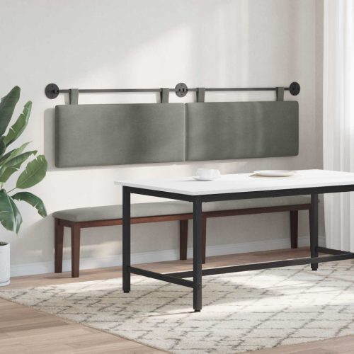  Fali Fejtámla Világosszürke 210 x 55 x 5 cm Bársonyos szövet