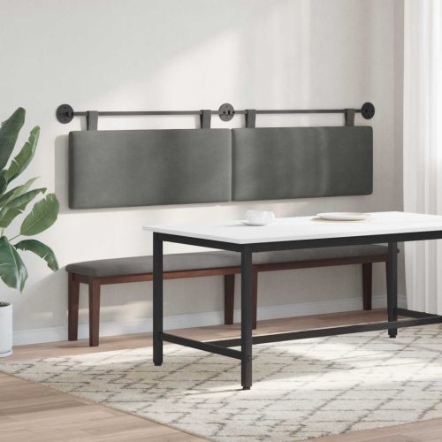  Fali Fejtámla Sötétszürke 210 x 55 x 5 cm Bársonyos szövet