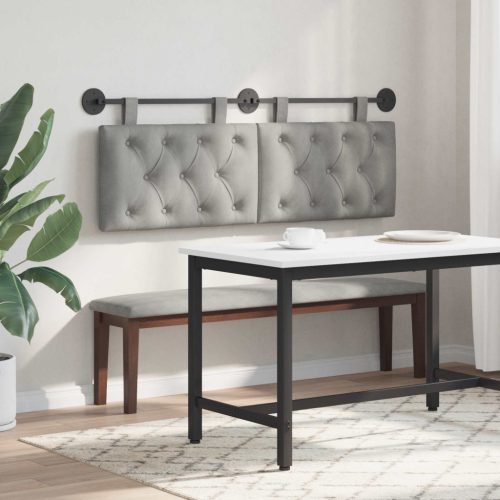  Fali Fejtámla Világosszürke 130 x 55 x 7 cm Bársony