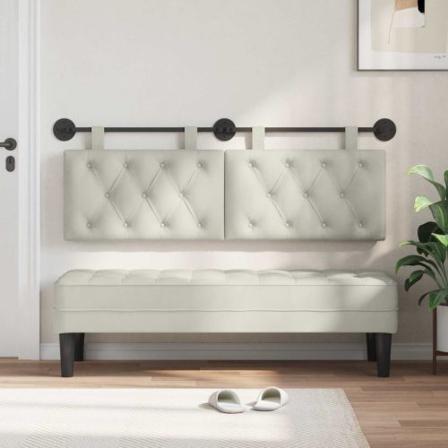  Fali Fejtámla Falra szerelhető Krém 130 x 55 x 7 cm Bársony