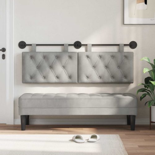  Fali Fejtámla Világosszürke 150 x 55 x 7 cm Bársony