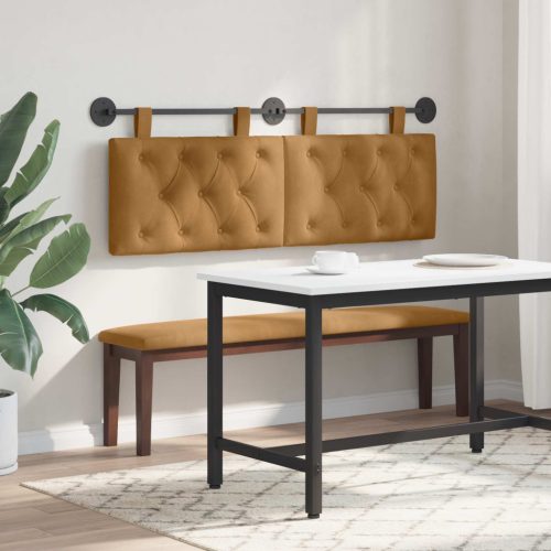  Fali Fejtámla Falra szerelhető Barna 150 x 55 x 7 cm Bársony