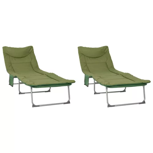  Összecsukható napozóágy párnával 2 pcs Sötétzöld