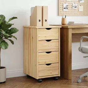    Görgős szekrény kerékkel Barna 65,5 x 34 x 39 cm Tömör fenyőfa