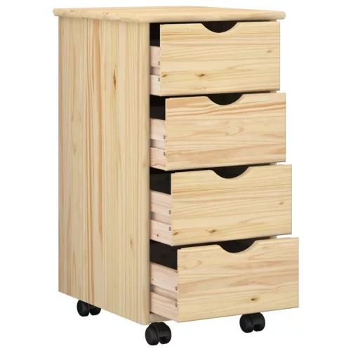  Görgős szekrény kerékkel Barna 65,5 x 34 x 39 cm Tömör fenyőfa