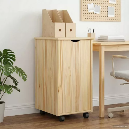  Görgős szekrény kerékkel Barna 34 x 39 x 65,5 cm Tömör fenyőfa