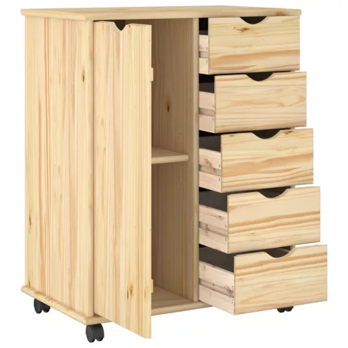  Görgős szekrény kerékkel Barna 63,5 x 39 x 79 cm Tömör fenyőfa