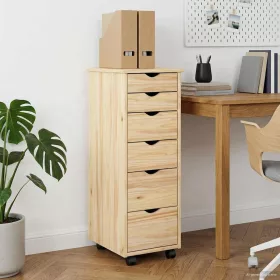    Görgős szekrény kerékkel Barna 34 x 39 x 93,5 cm Tömör fenyőfa