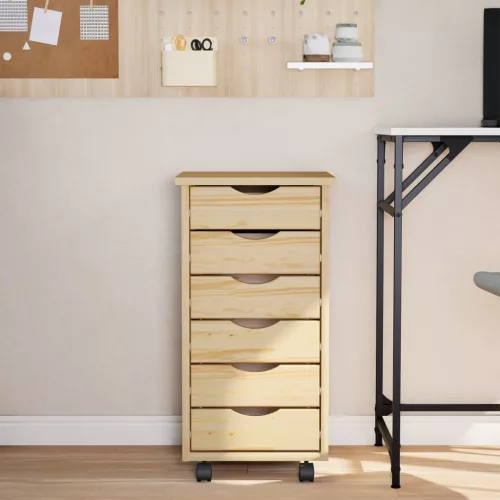  Görgős szekrény fiókokkal MOSS Tiszta lakk 34 x 39 x 65,5 cm