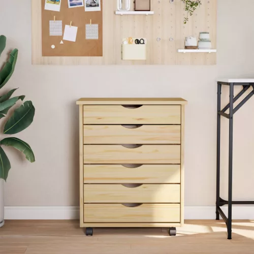  Görgős szekrény fiókokkal MOSS Tiszta lakk 53 x 39 x 65,5 cm