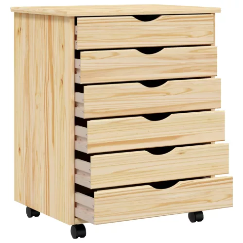  Görgős szekrény fiókokkal MOSS Tiszta lakk 53 x 39 x 65,5 cm