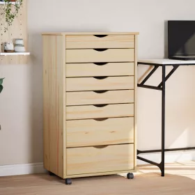    Görgős szekrény fiókokkal MOSS Tiszta lakk 53 x 39 x 103 cm