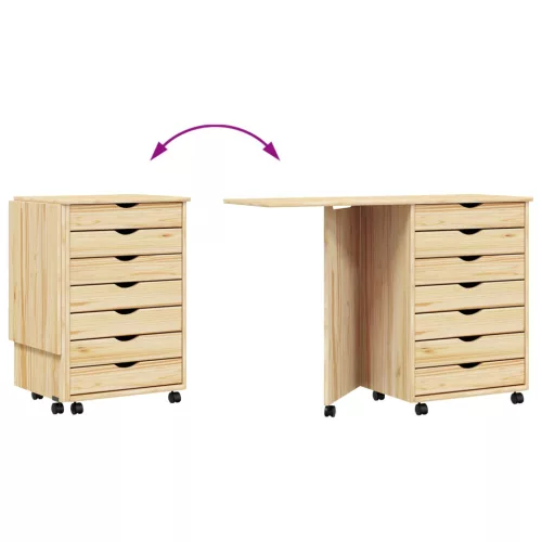  Gurítható szekrény íróasztallal MOSS Tiszta lakk Tömör fenyőfa