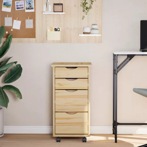  Gurítható szekrény íróasztallal MOSS Tiszta lakk Tömör fenyőfa