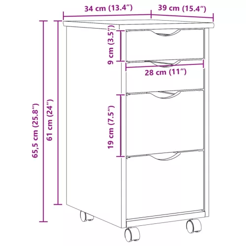  Gurítható szekrény íróasztallal MOSS Tiszta lakk Tömör fenyőfa