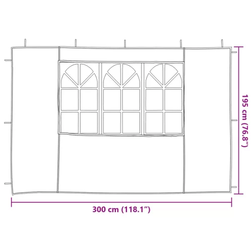  Parti sátor oldalfal 2 pcs 300 x 195 cm Piros PE és acél