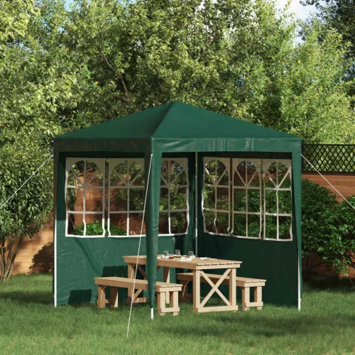  Parti sátor oldalfal 2 pcs 200 x 195 cm Zöld PE és acél